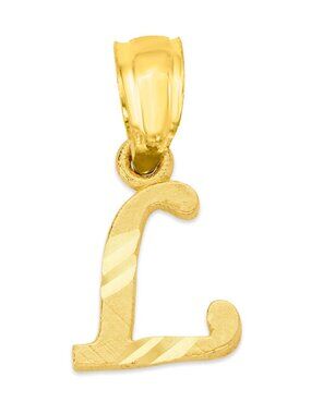 Solid 14k Gold Letter L Pendant - Personalized Diamond Cut Initial Jewelry